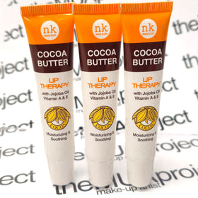 The Make-Up Artist Project front packaging showing three cocoa butter lip tubes, travel-ready hydration