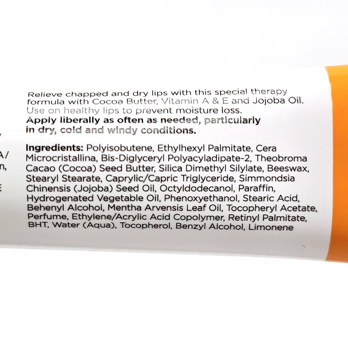 The Make-Up Artist Project close-up of cocoa butter lip balm texture, demonstrates smooth moisturizing finish