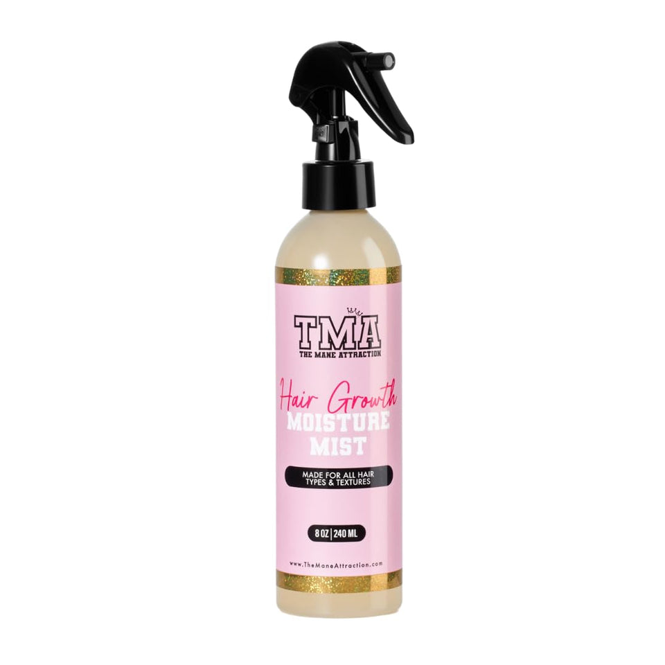 The Mane Attraction front bottle showing label and spray cap for easy hydration