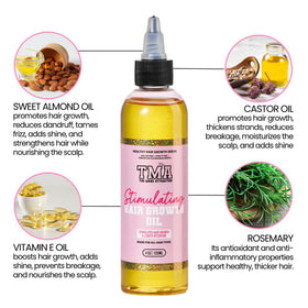The Mane Attraction ingredient blend of oils displayed, highlights nourishing formula