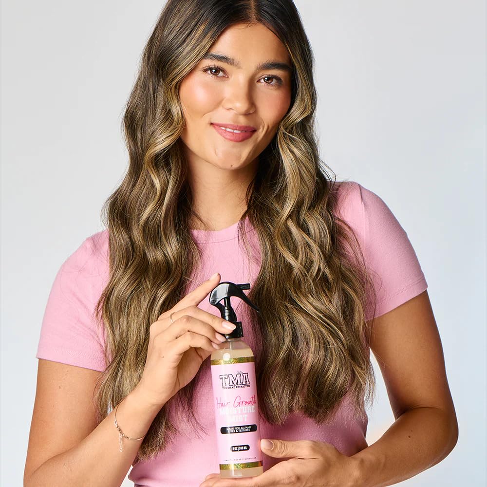Scalp application of The Mane Attraction mist illustrating targeted hydration