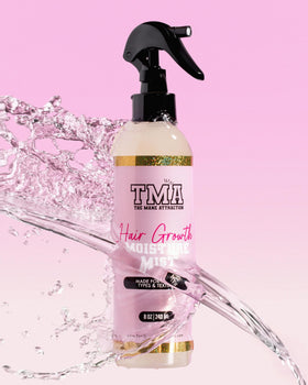 Size comparison of The Mane Attraction 8 fl oz bottle next to common toiletry