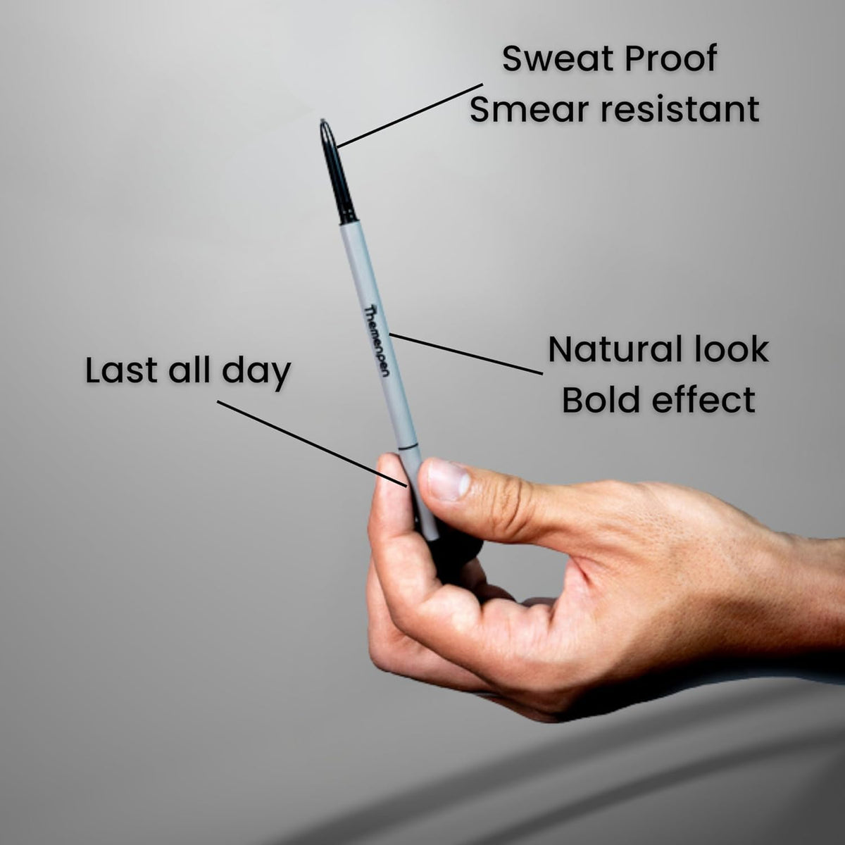 The Men Pen on vanity during grooming routine for quick touch-up benefit