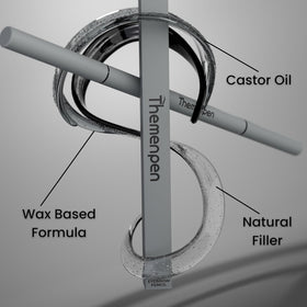 The Men Pen beside keys showing pocket-sized portability benefit