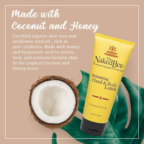 The Naked Bee label close-up highlighting ingredients and clean formula benefits