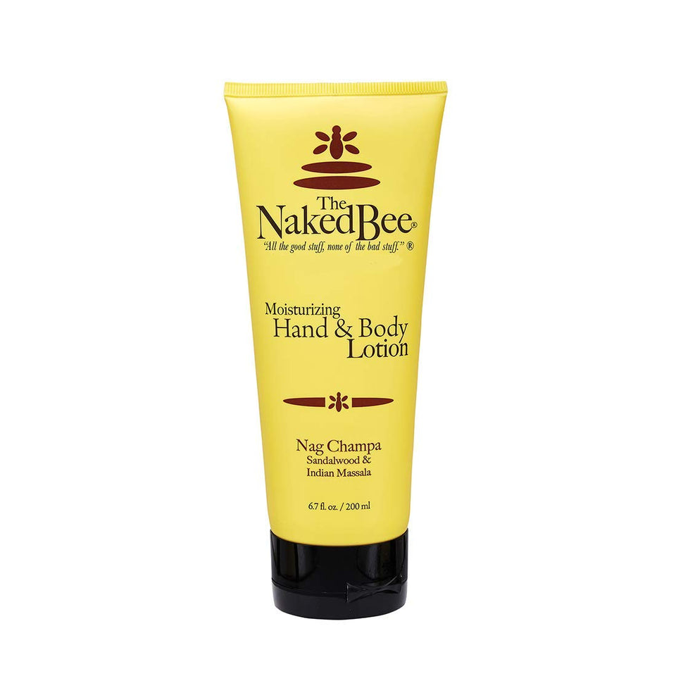 The Naked Bee front bottle showing Nag Champa label and travel-friendly size