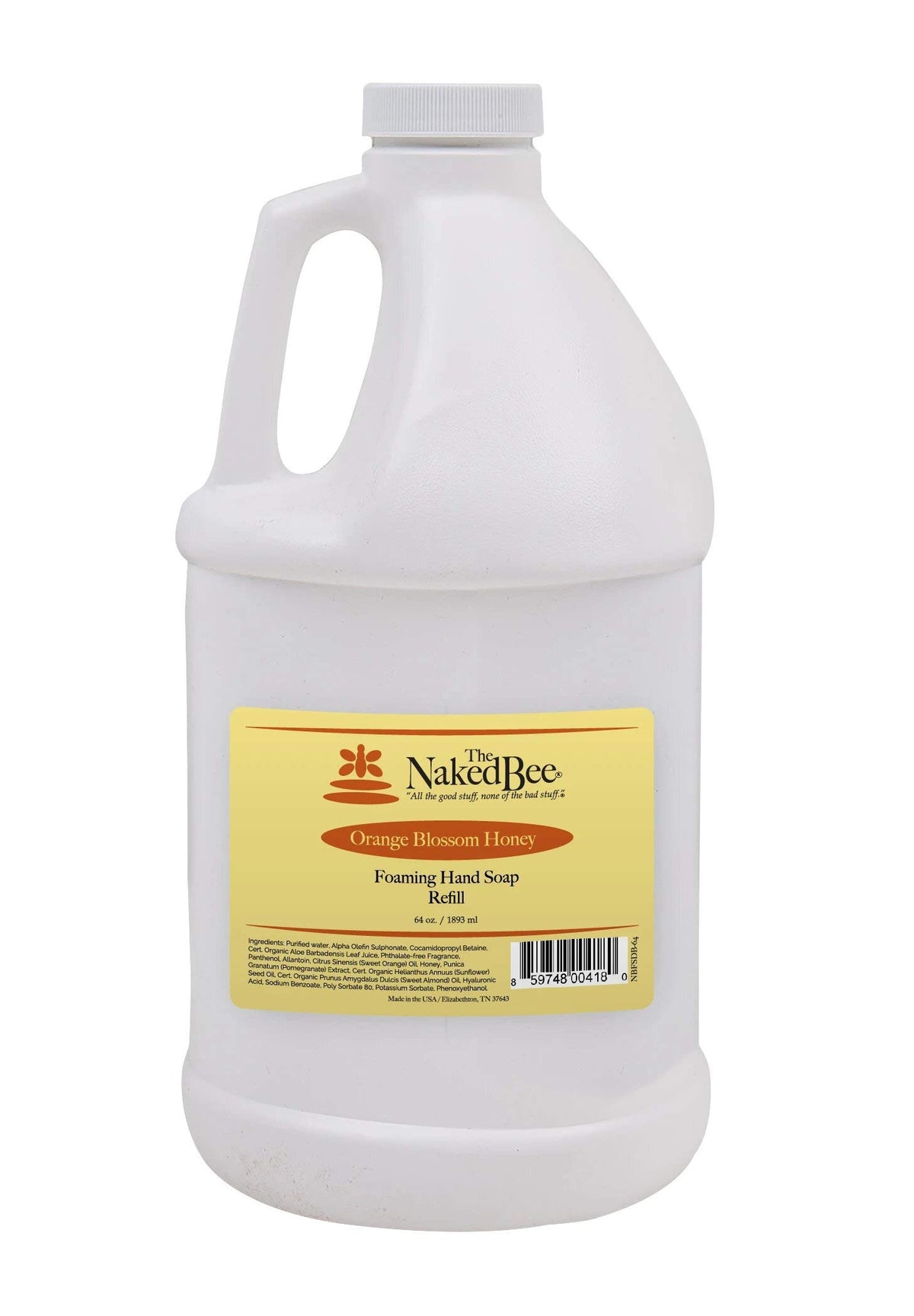 The Naked Bee front packaging 64 oz refill showing product and scent for economical use