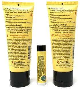 The Naked Bee lip balm closeup texture highlighting beeswax and smooth protective hydration benefit