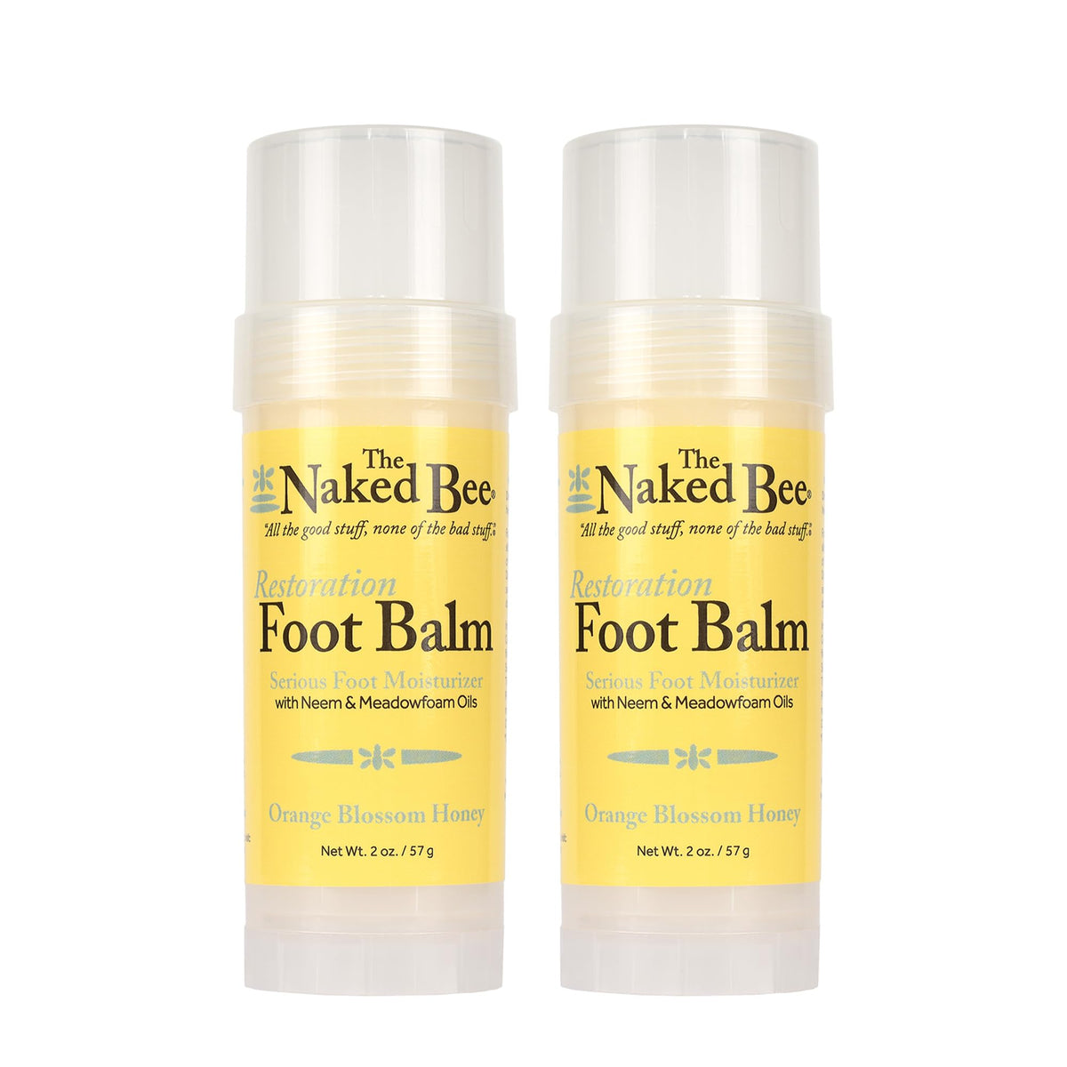 The Naked Bee front packaging showing two 2 oz balms and benefits