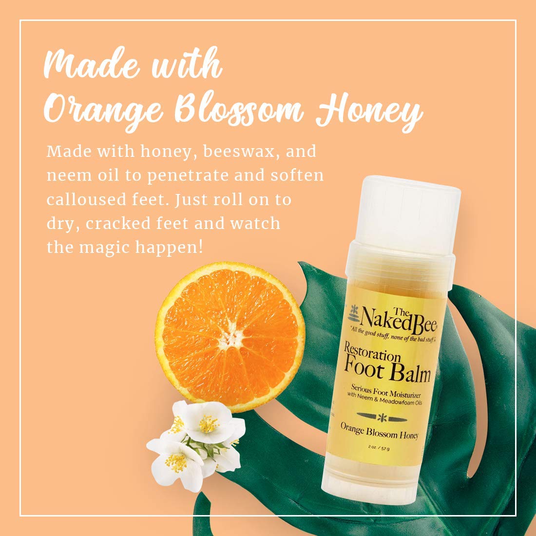 the naked bee roll-on application on heel for clean delivery