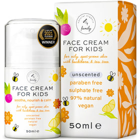 The Natural and Organic Family front packaging showing product benefits and child-safe design