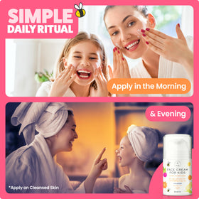 The Natural and Organic Family label close-up featuring tea tree leaf icon for blemish care