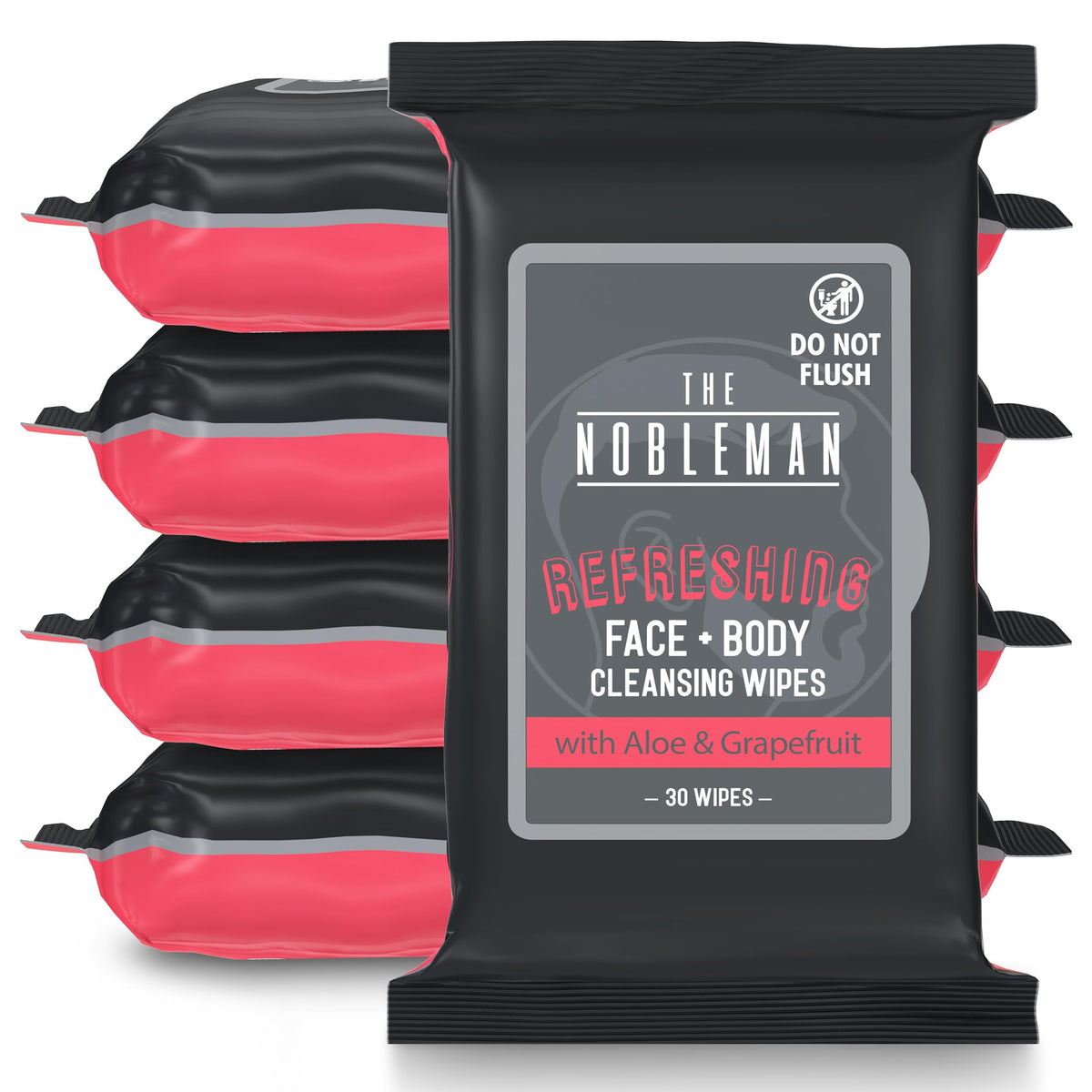 Four resealable packs on bathroom counter showing The Nobleman organized home storage