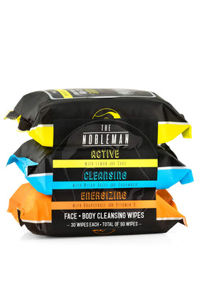the nobleman front packaging showing three resealable pouches and branding, convenient storage benefit