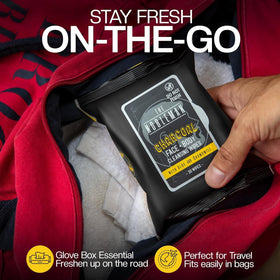 The Nobleman lifestyle gym bag scene showing wipes ready for post-workout freshness