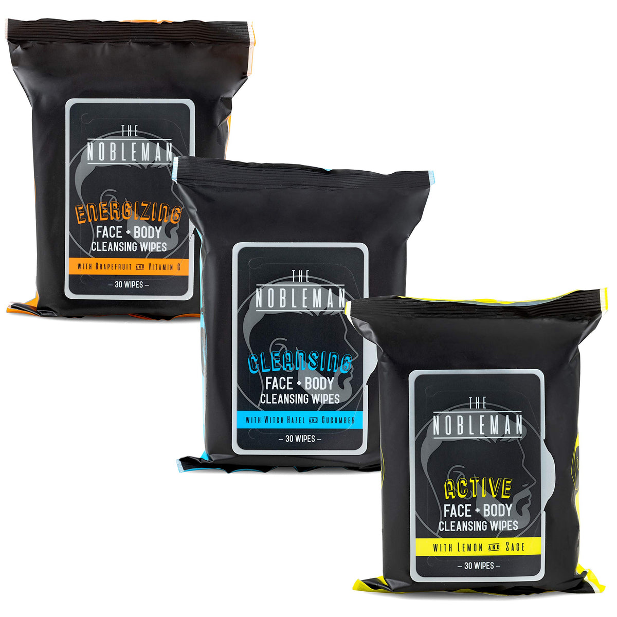 the nobleman wipe in hand being used on shoulder after workout, quick refresh benefit