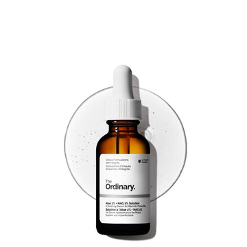 The Ordinary bottle front packaging showing product and calming properties