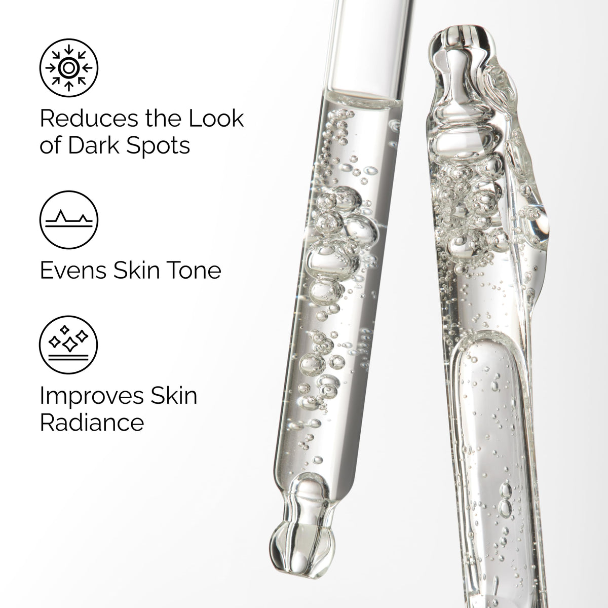 Close-up of serum texture showing lightweight consistency and rapid absorption benefit