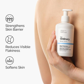 Applying The Ordinary lotion to forearm, showing quick hydration benefit