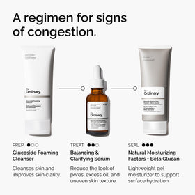The Ordinary applying serum to face demonstration for smoother, less shiny skin