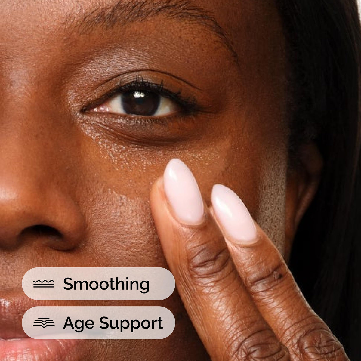 The Ordinary applied to forehead demonstrating targeted line-smoothing benefit