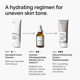 The Ordinary bottle in a bathroom scene illustrating routine use and brightening benefit