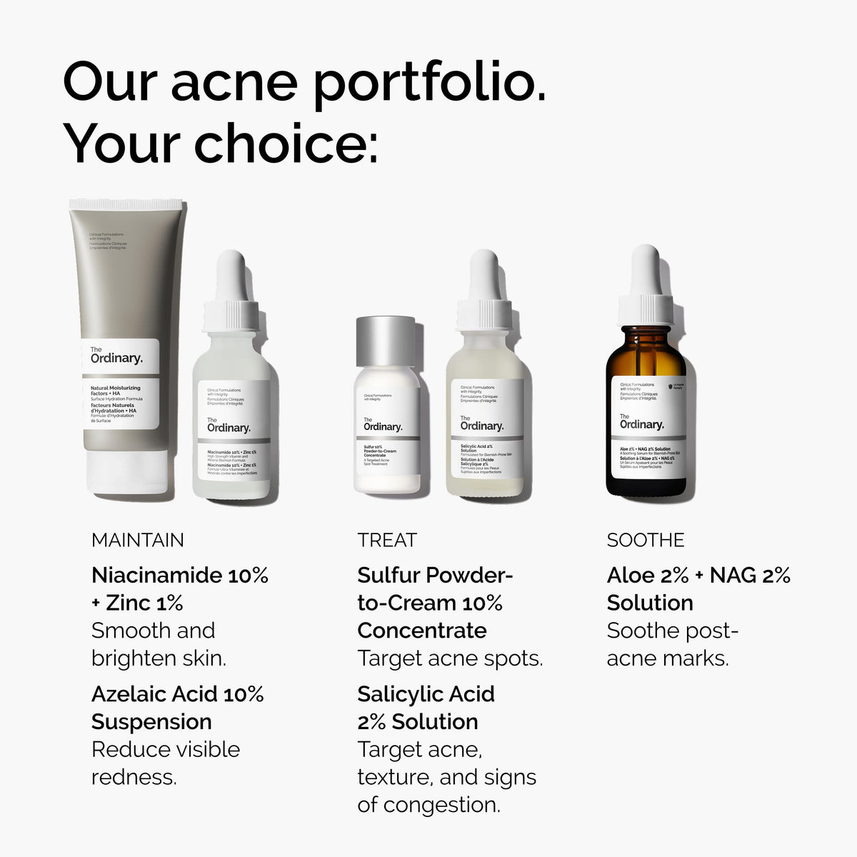 The Ordinary before after demo showing visible pimple size reduction and calmer skin tone