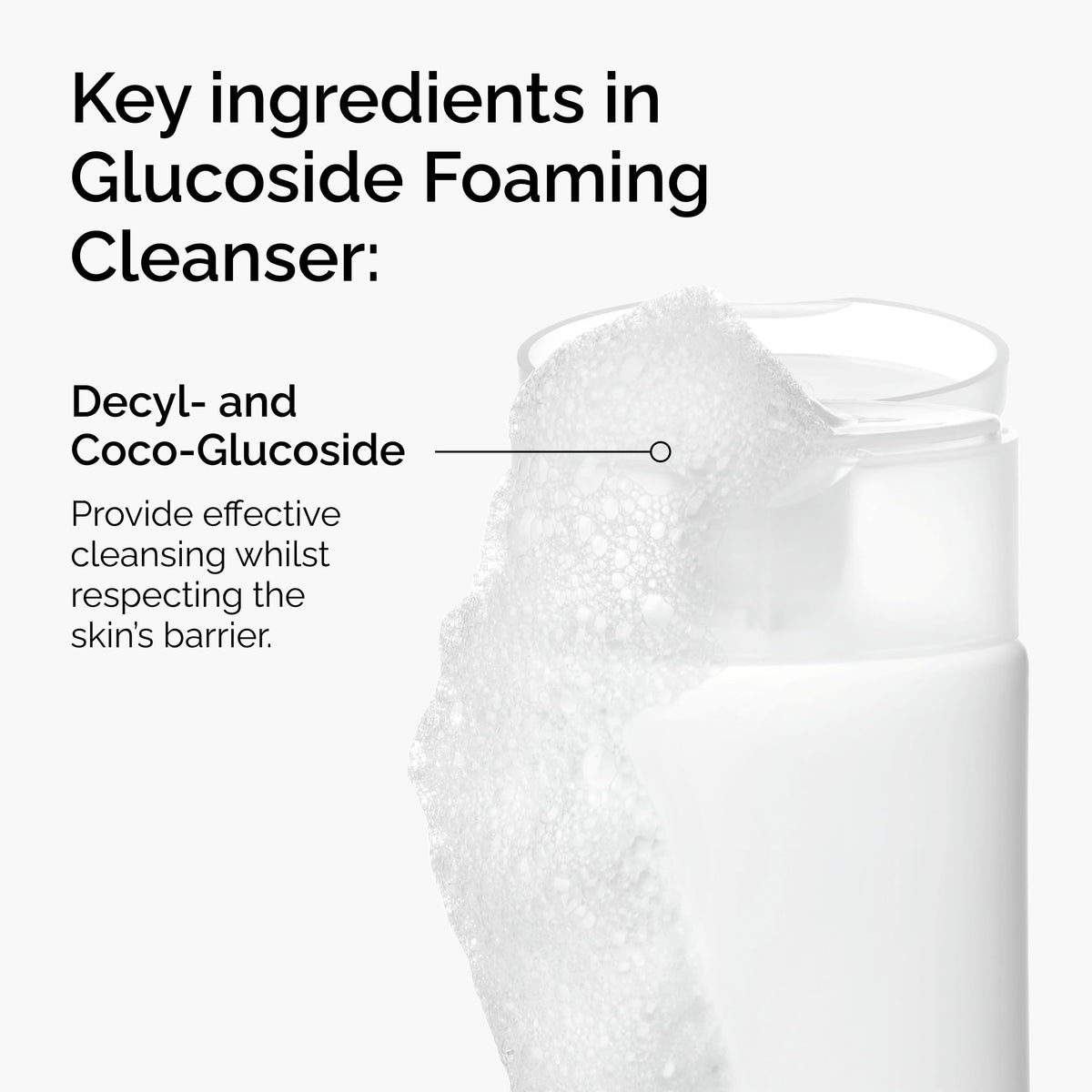 The Ordinary cleanser dispensed foam on pump illustrating easy application benefit