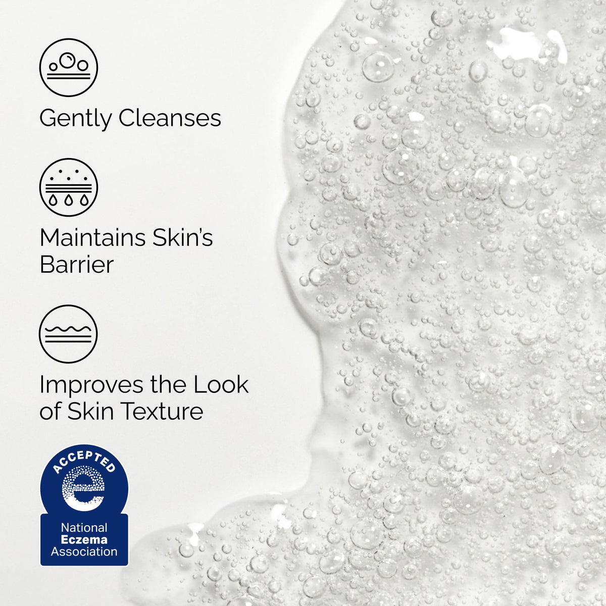 The Ordinary gel-to-foam texture close-up showing gentle lather benefit