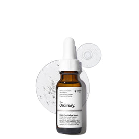 The Ordinary eye serum front packaging showing bottle and label benefits