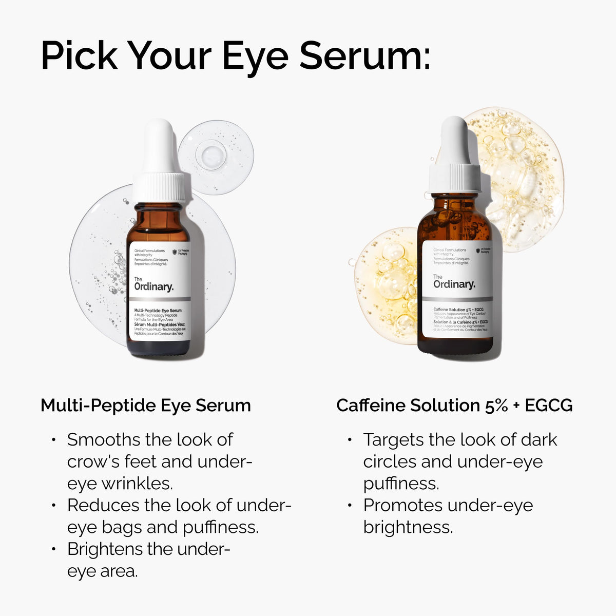 The Ordinary eye serum ingredient label displaying peptide blend and actives
