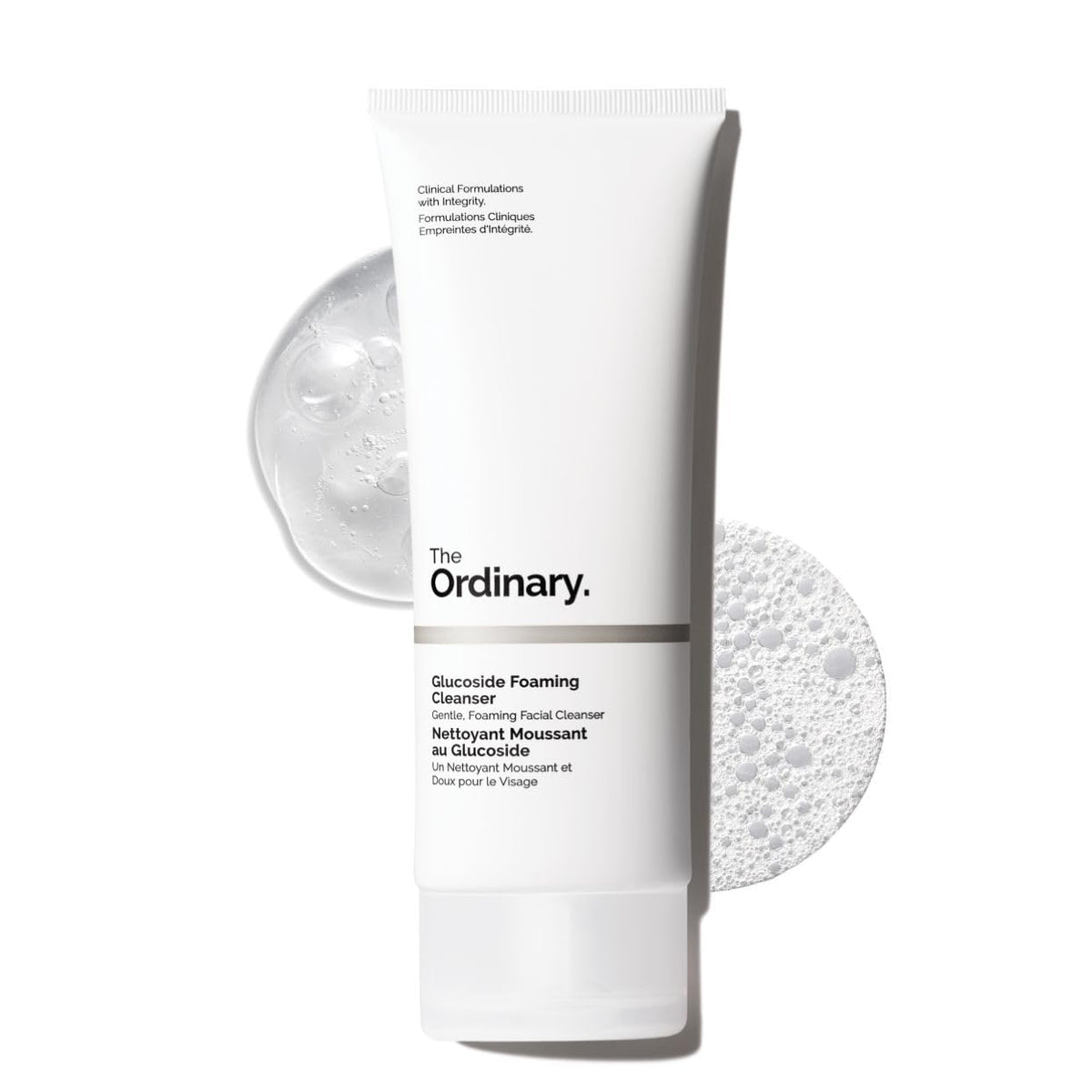 The Ordinary foaming cleanser front bottle showing minimalist label and volume benefit