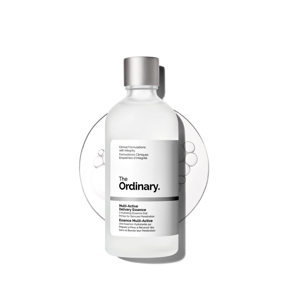 The Ordinary front bottle of Multi-Active Delivery Essence showing clear hydrating formula
