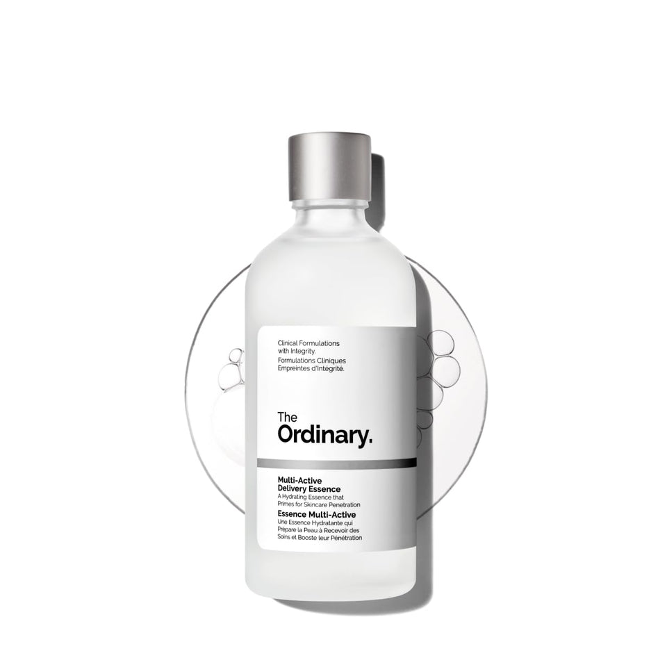 The Ordinary front bottle of Multi-Active Delivery Essence showing clear hydrating formula