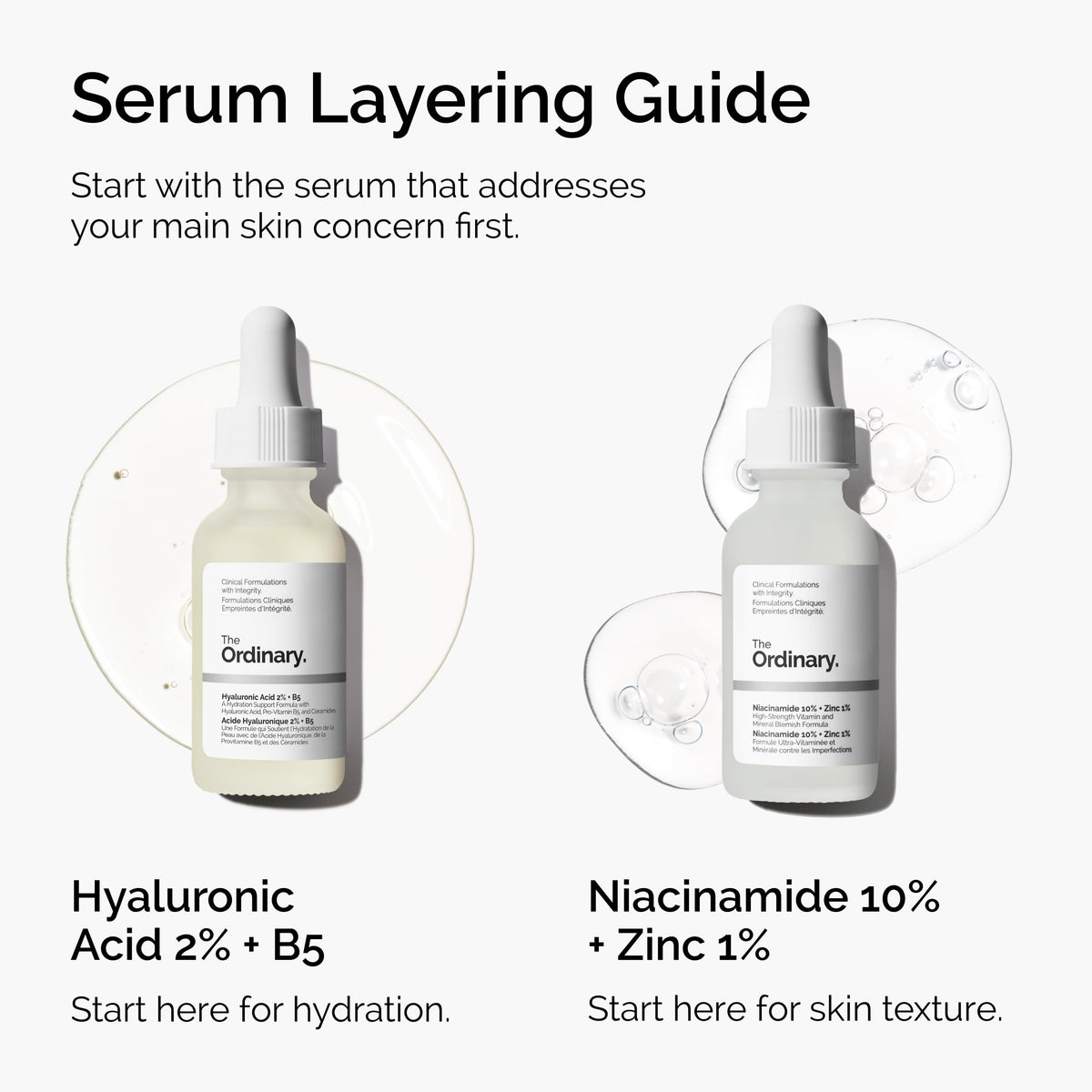 The Ordinary serum applied to fingertip during skincare routine for layering benefit