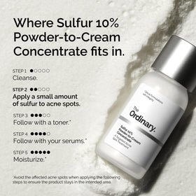 The Ordinary label and ingredients close-up highlighting colloidal sulfur and concise formulation