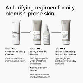The Ordinary masque ingredient label close-up showing 2% salicylic acid clarity benefit