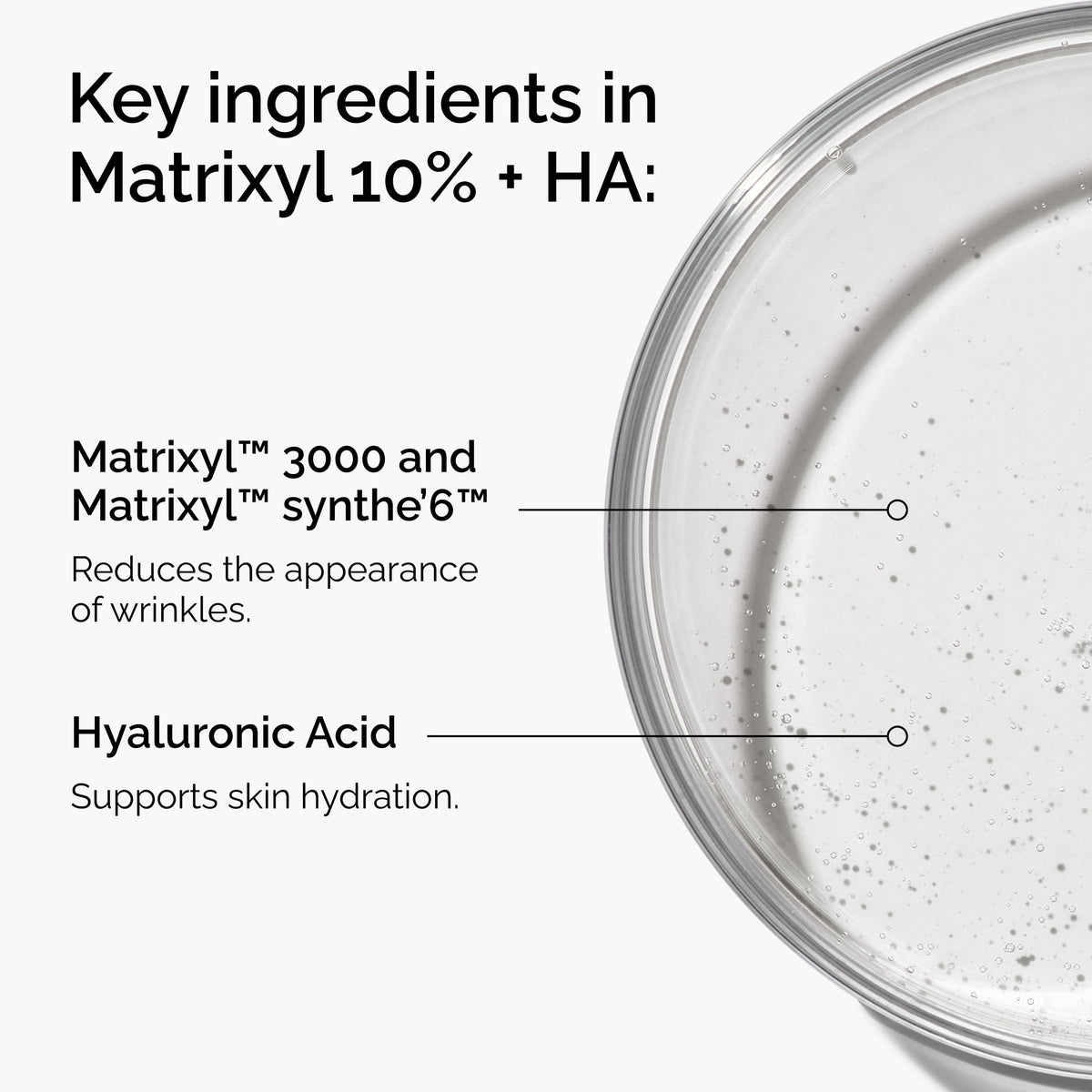 The Ordinary serum texture on glass surface, demonstrates lightweight hydration benefit