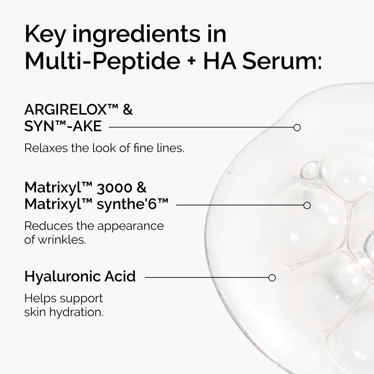 The Ordinary Multi-Peptide + HA Serum dropper dispensing serum for smoothness