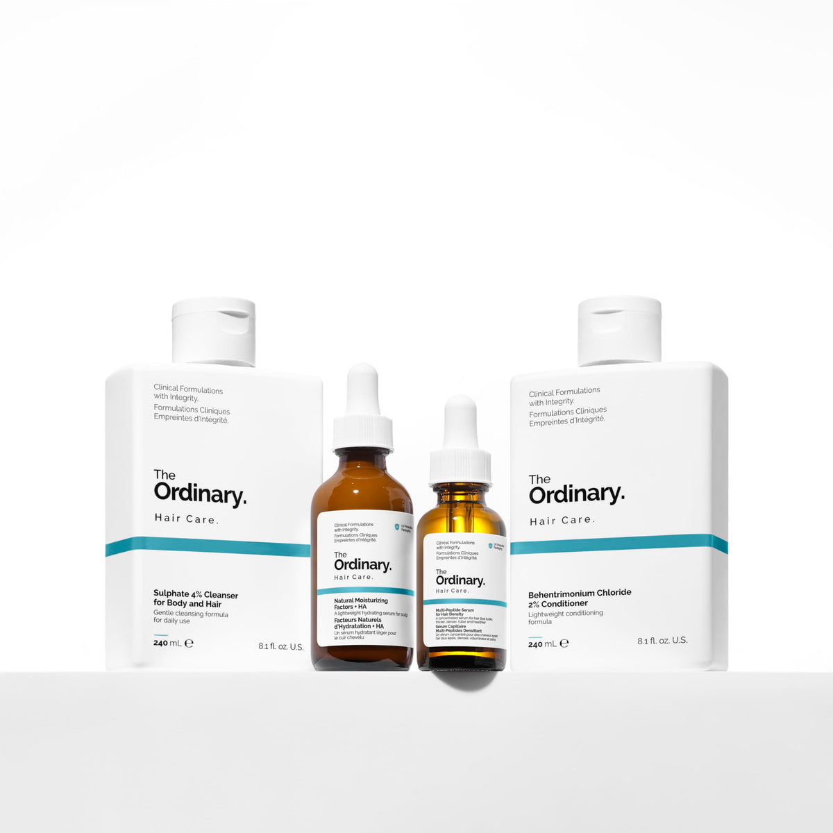The Ordinary bottle beside towel showing 8.1 fl oz scale and travel-friendly size