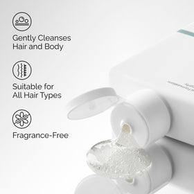 The Ordinary texture pumped into hand showing lightweight lather and gentle feel