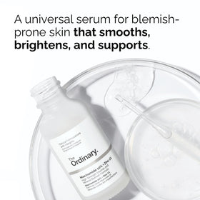 Three The Ordinary bottles lined up to show 1 fl oz size and scale