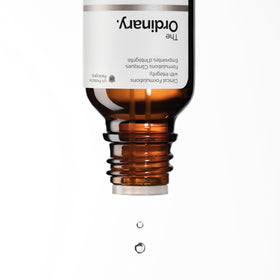 The Ordinary serum staged on bathroom vanity in lifestyle shot suggesting daily routine benefit