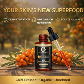 The Organic Forest close-up of sea buckthorn berry pulp highlighting nutrient-rich source benefit