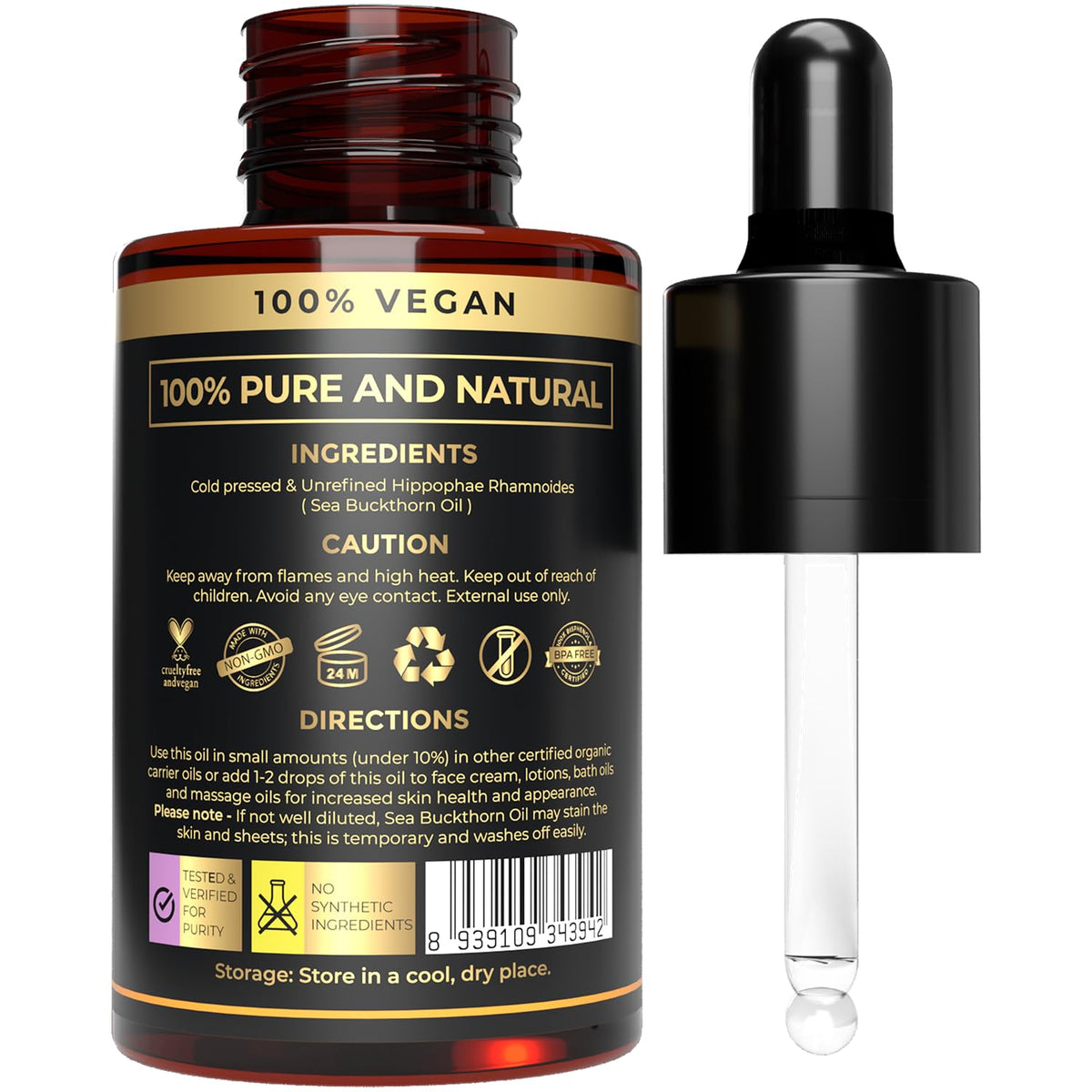 The Organic Forest dropper releasing orange oil demonstrating lightweight texture and absorption