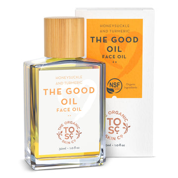 The Organic Skin Co. front bottle showing clean packaging and organic oil benefits