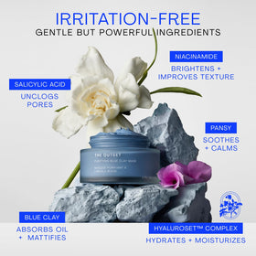 Rinsing mask off with water showing The Outset rinsable formula and refreshed skin