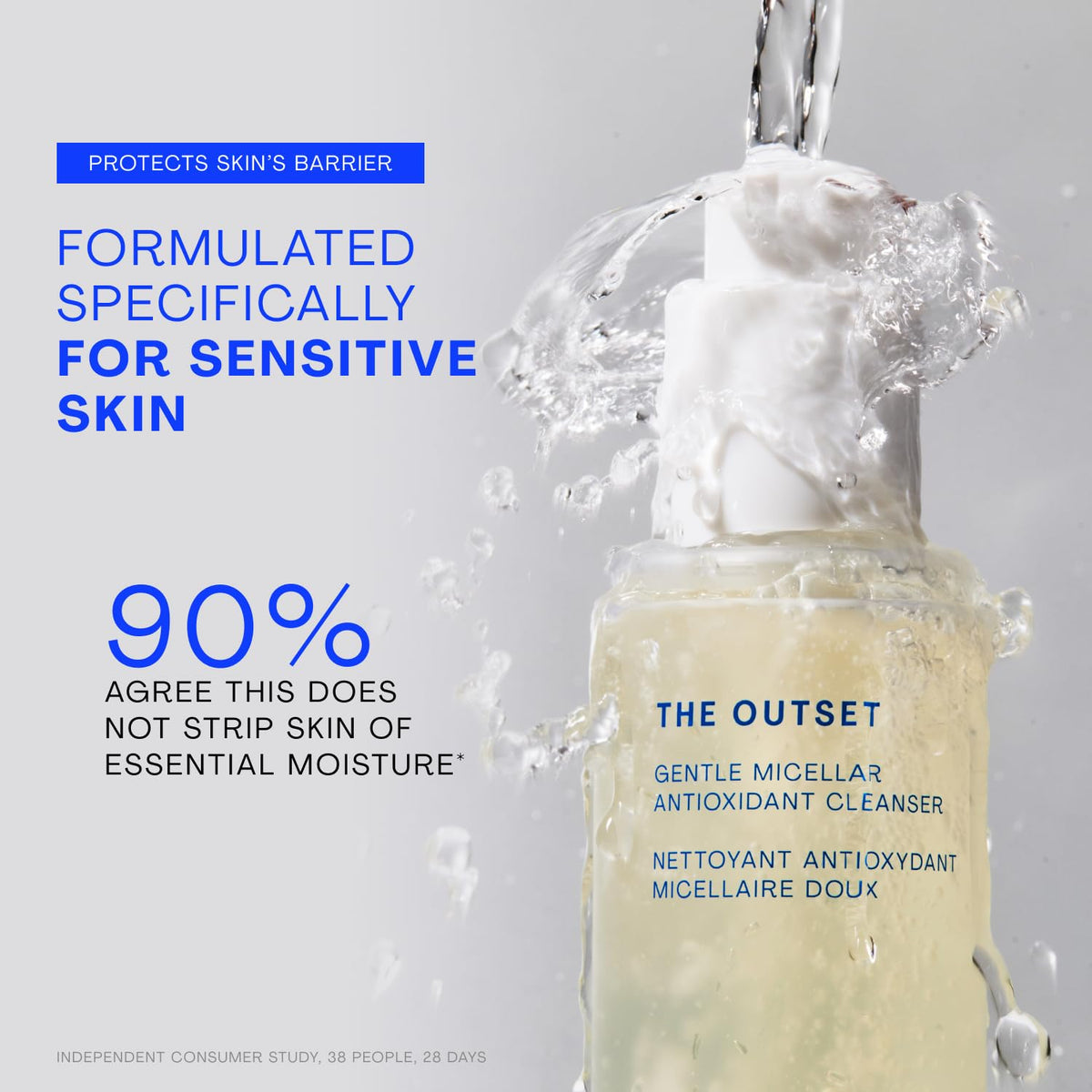 The Outset gel on fingertips showing silky texture and non-greasy hydration