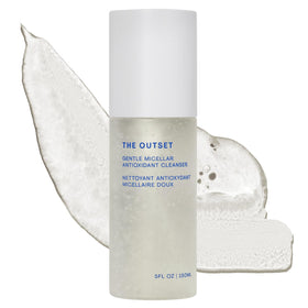 The Outset front bottle showing clean packaging and benefit of gentle cleansing