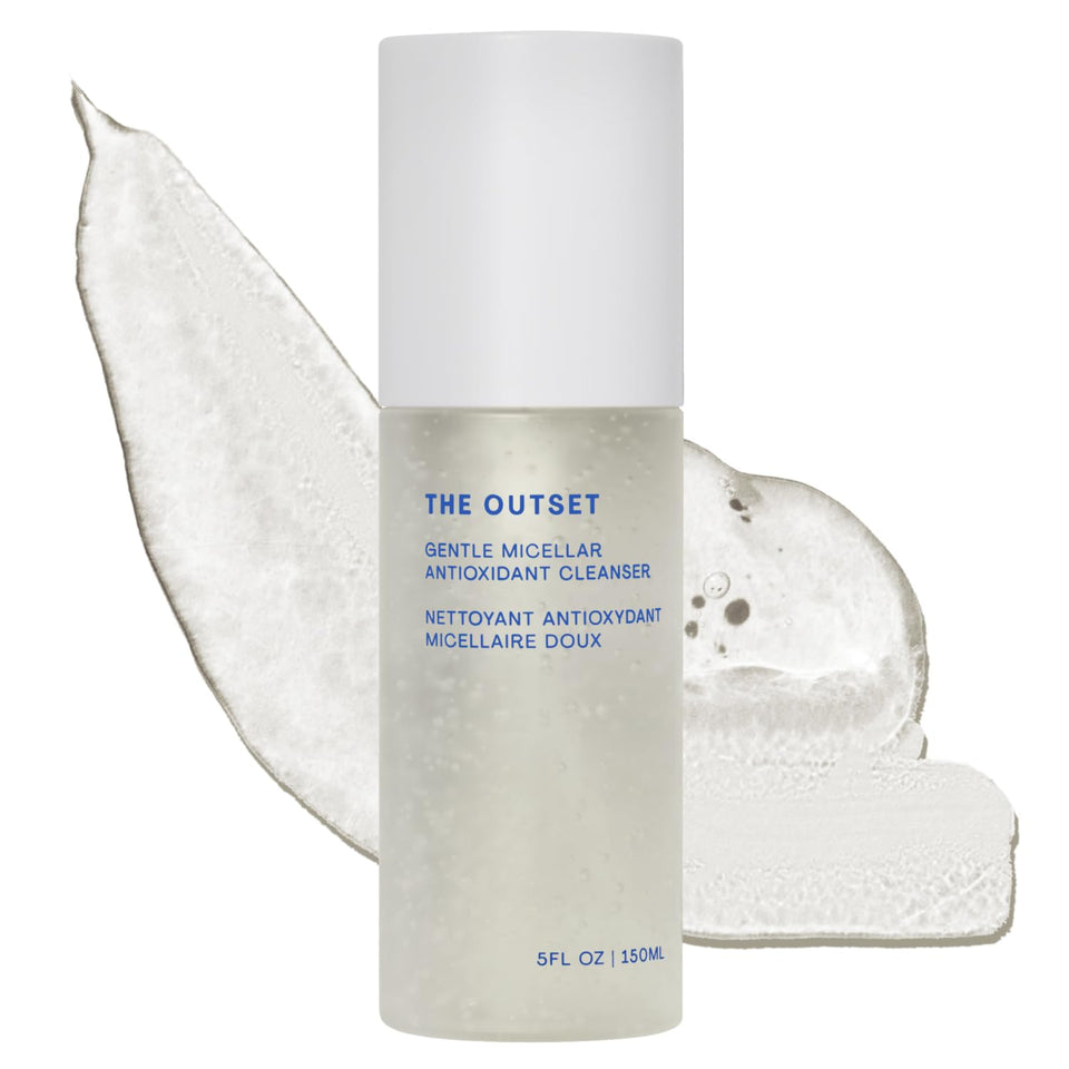 The Outset front bottle showing clean packaging and benefit of gentle cleansing